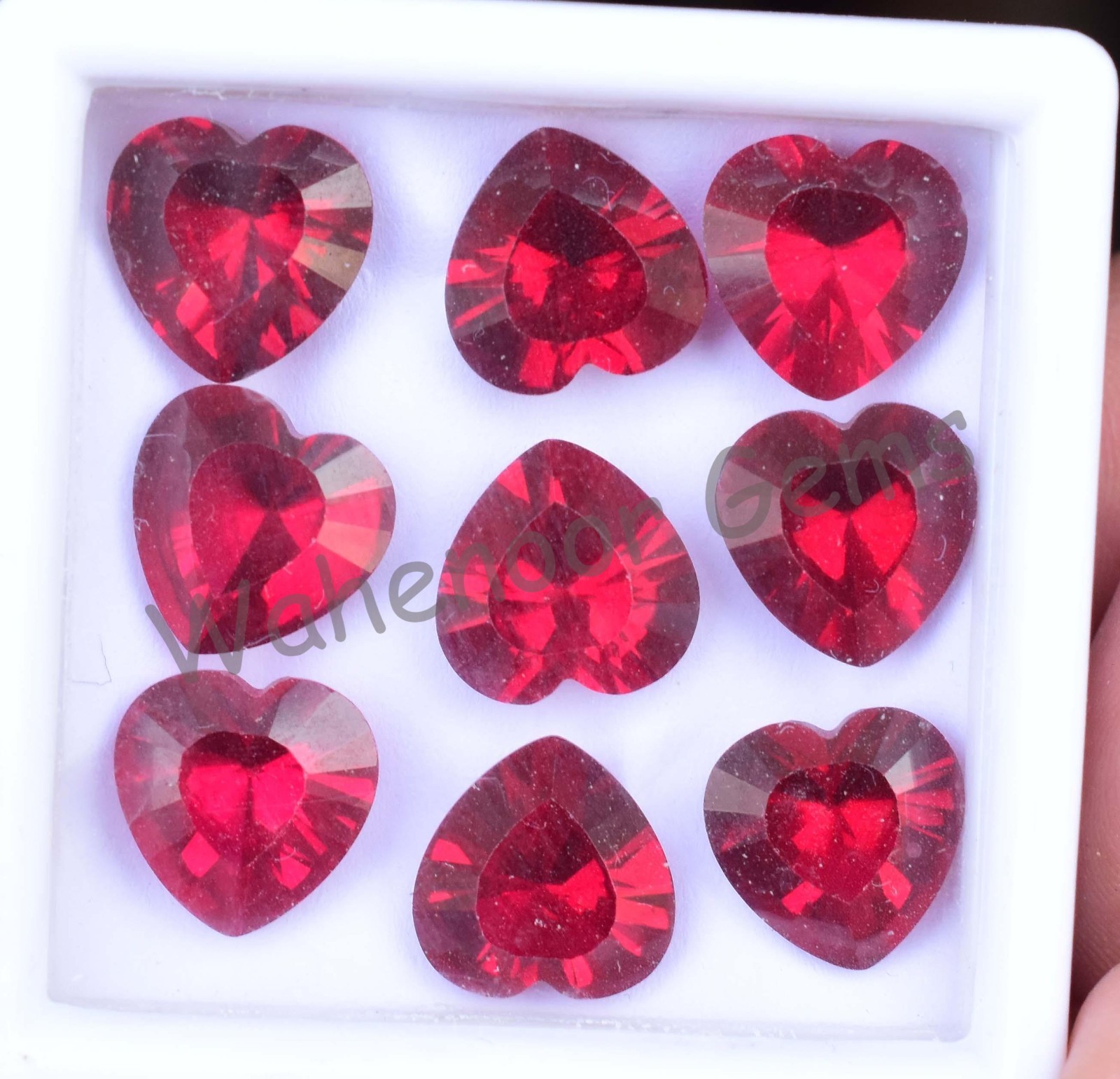 9 Pcs Natural Red Mogok Ruby Heart Shape 9.90 MM Certified Loose Gemstone