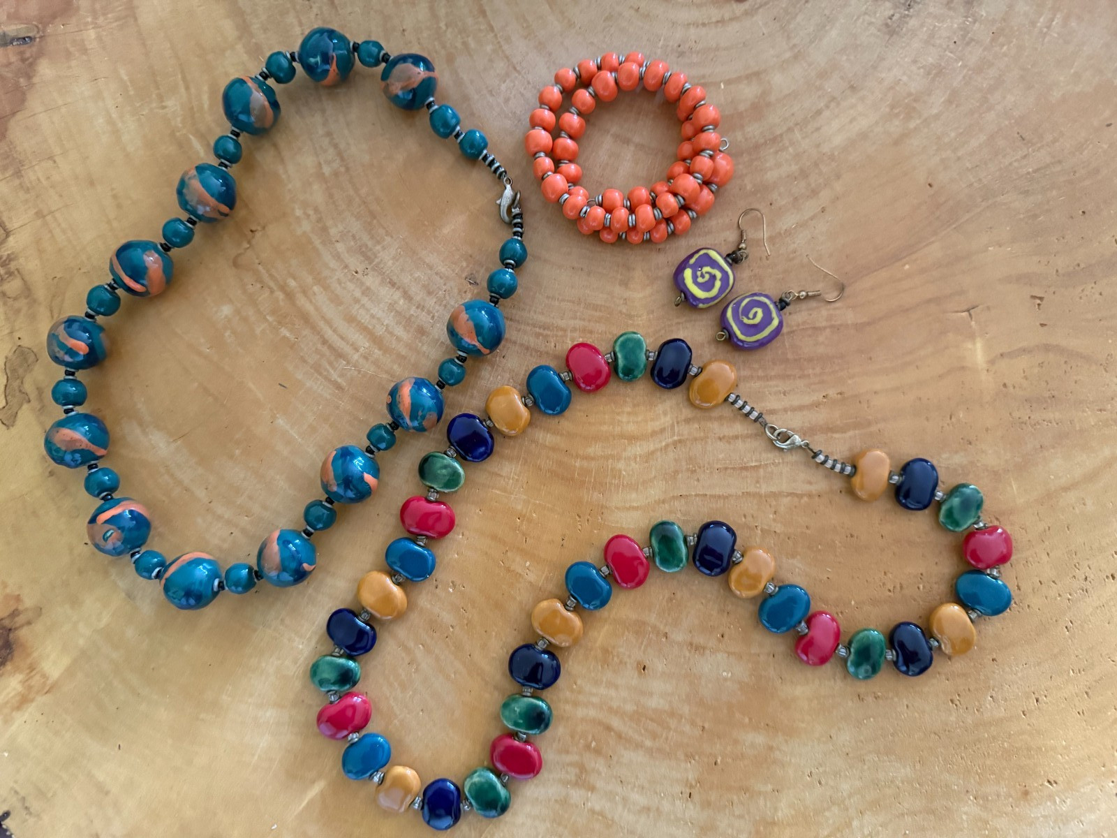 Necklace Bracelet Earrings fashion jewelry handmade beaded Kazuri Africa Kenya