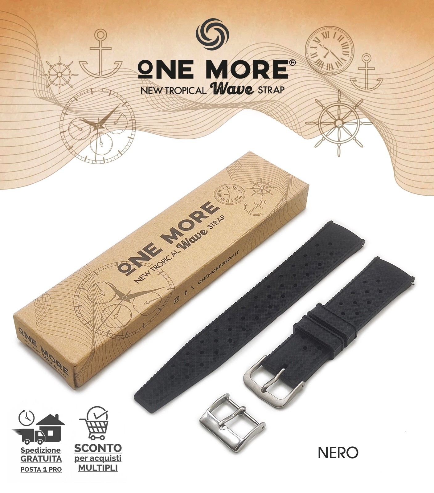 One More New Tropical Wave Strap Rubber Sub Diver Strap Vintage 18 20 22mm