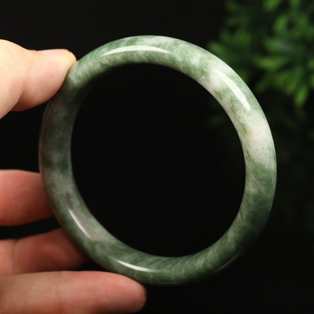 63mm Grade A 100% Natural Green Jade Bangle Bracelet Women’s Bracelet 33888