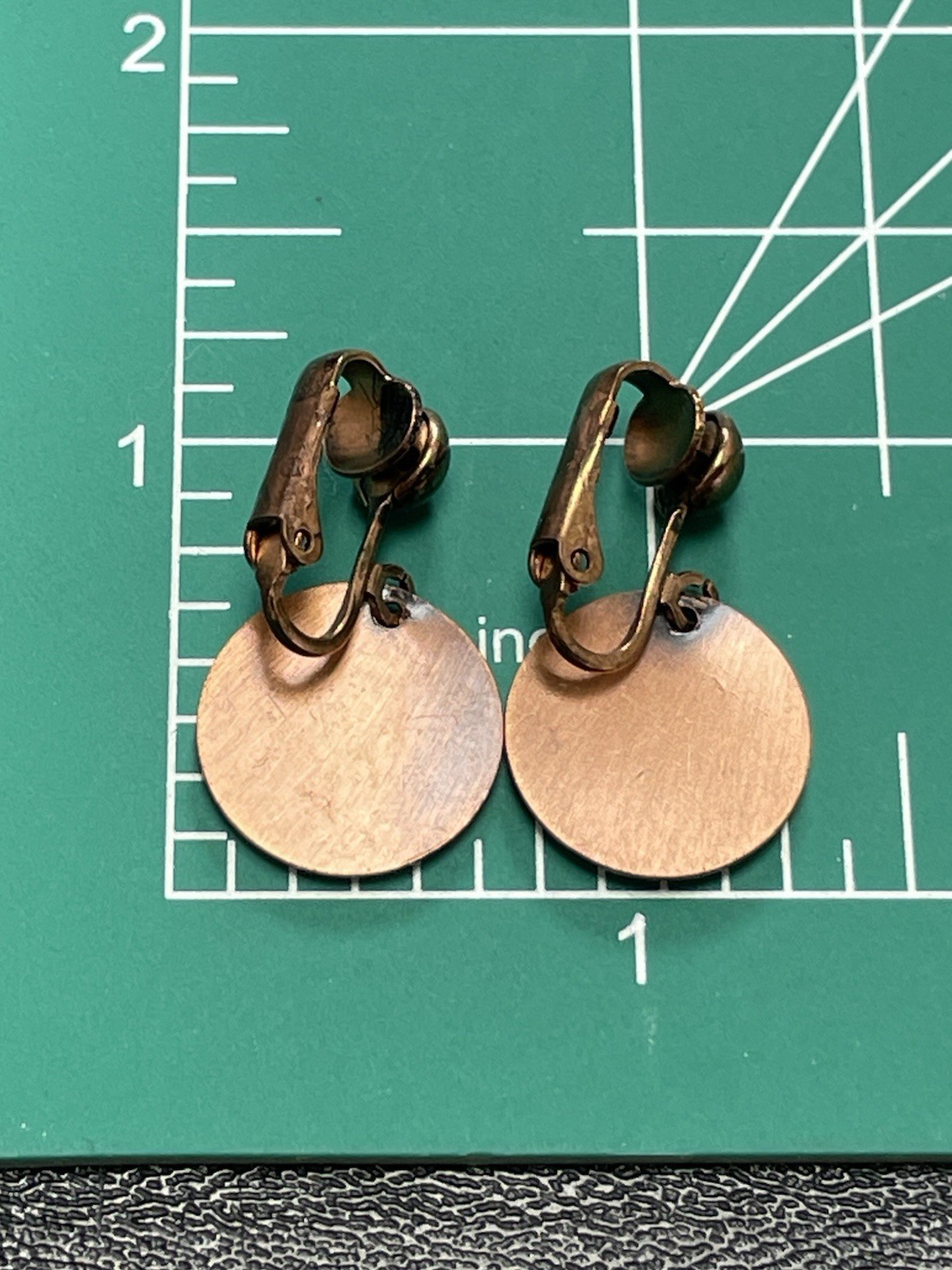 Vintage 1” Embossed Butterfly Copper Dangle Clip Earrings