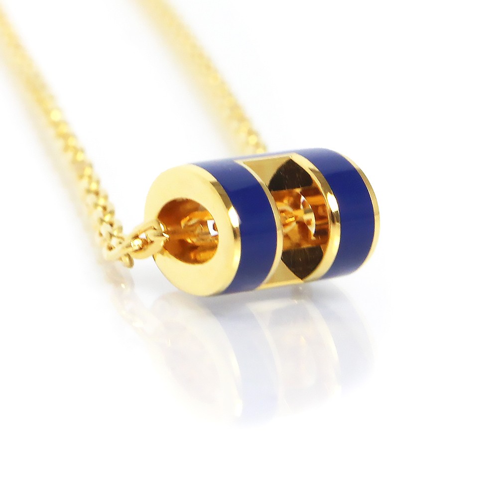 HERMES Pop H Mini Pop H lacquered metal, Bleu Fonce Pendant / Necklace