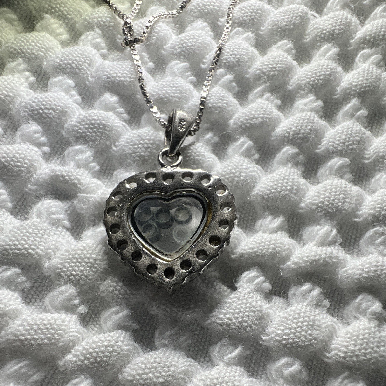 Sterling Silver 925 Heart Locket Pendant Necklace Box Chain Lobster Clasp Signed