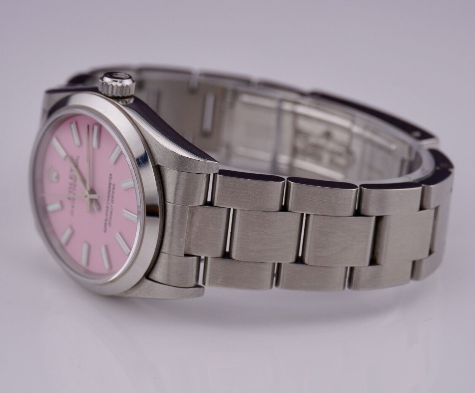 Rolex Oyster Perpetual 31mm Stainless Steel Pink Dial Watch Ref 67480