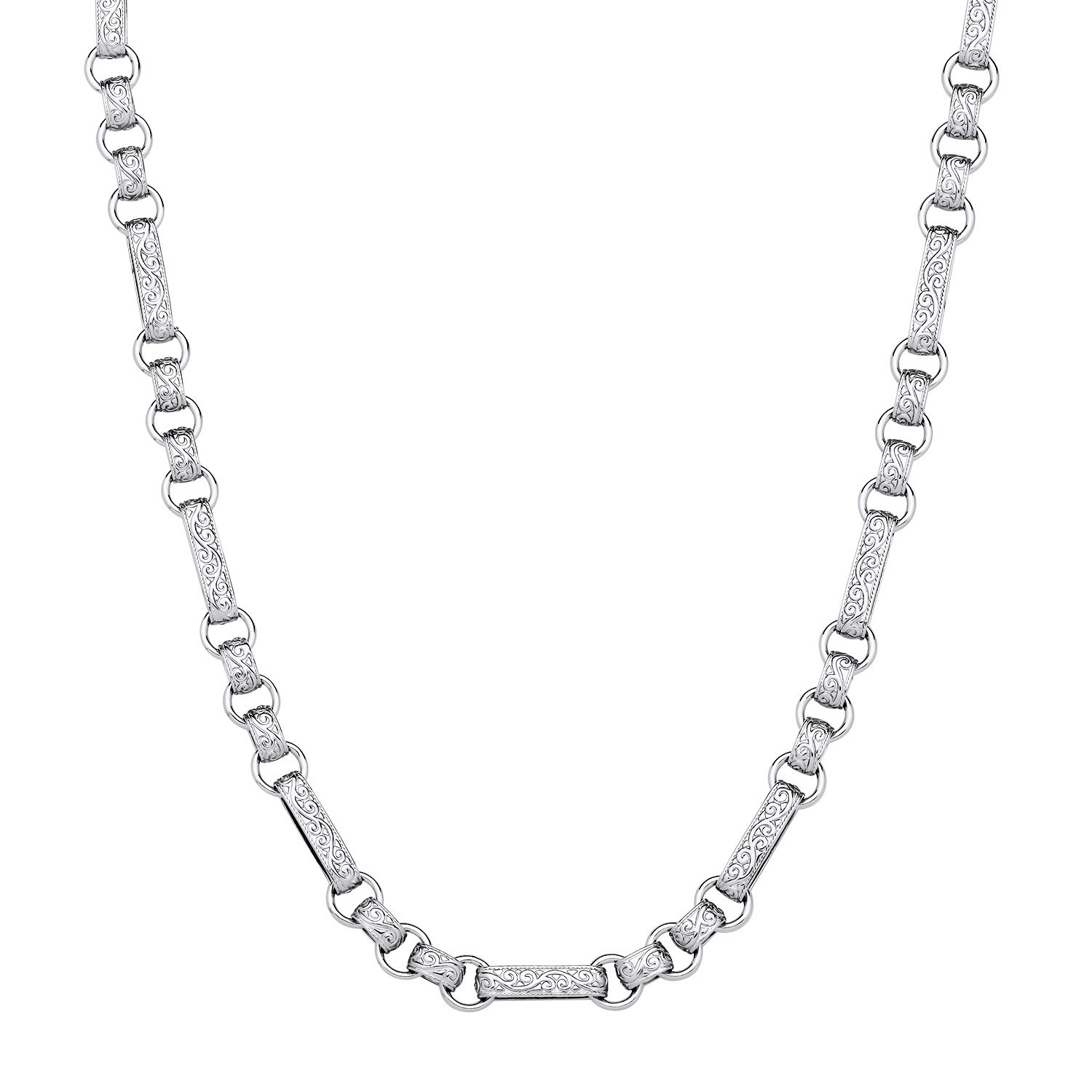Sterling Silver Gypsy Link Patterned Belcher Chain Necklace Men’s Ladies 18-24″