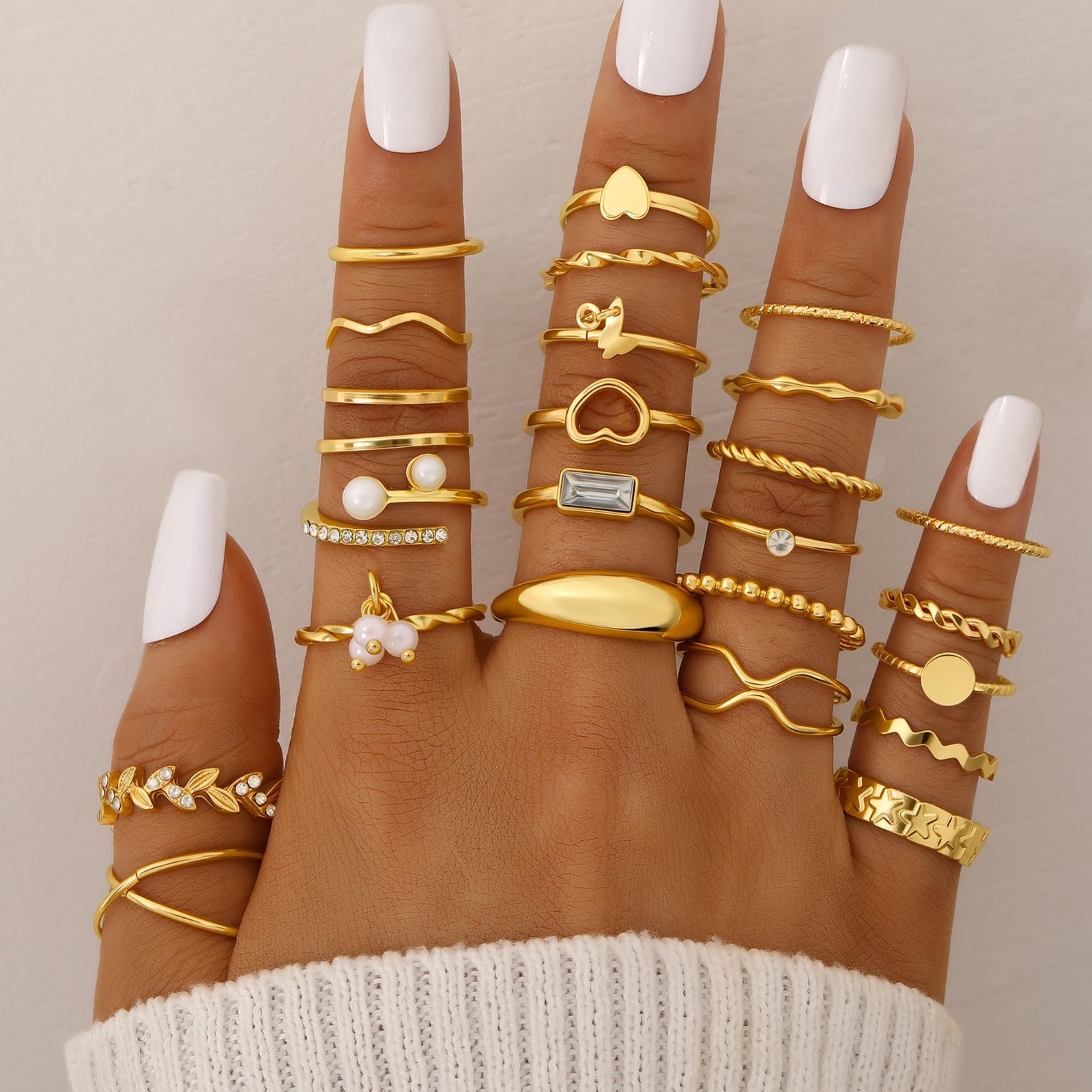 68 Pcs Women’s Gold Jewelry Set – Necklaces, Bracelets, Earrings & Rings Gift