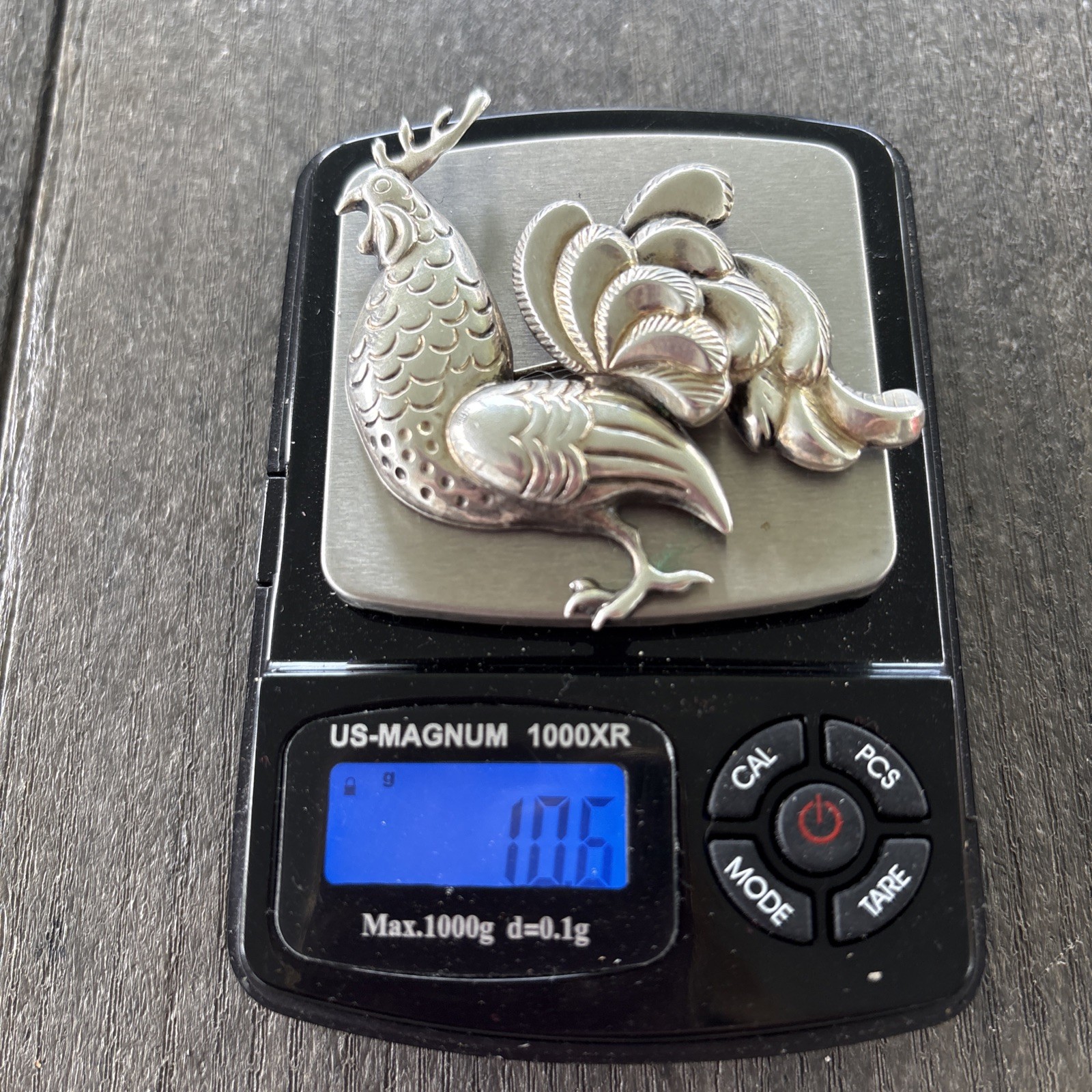 Sterling Silver Large Rooster Pin Brooch Marked Lang 10.6 Grams 2.25” x 2”