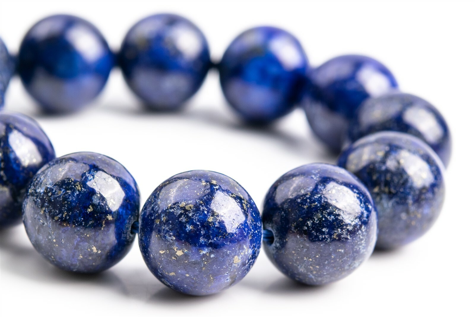 12-13MM Deep Blue Lapis Lazuli Beads Grade A Nugget Round Gemstone Loose Beads
