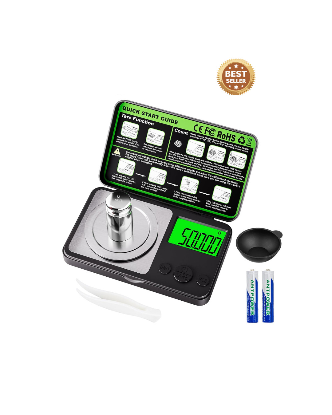 Digital Milligram Scale 50G X 0.001G, Mini Precision Scale with Tare Weight Func