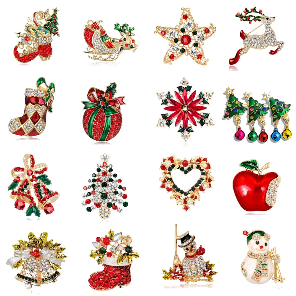 Luxury Reindeer Brooch Pin – Crystal Rhinestone Christmas Jewelry Gift for Women