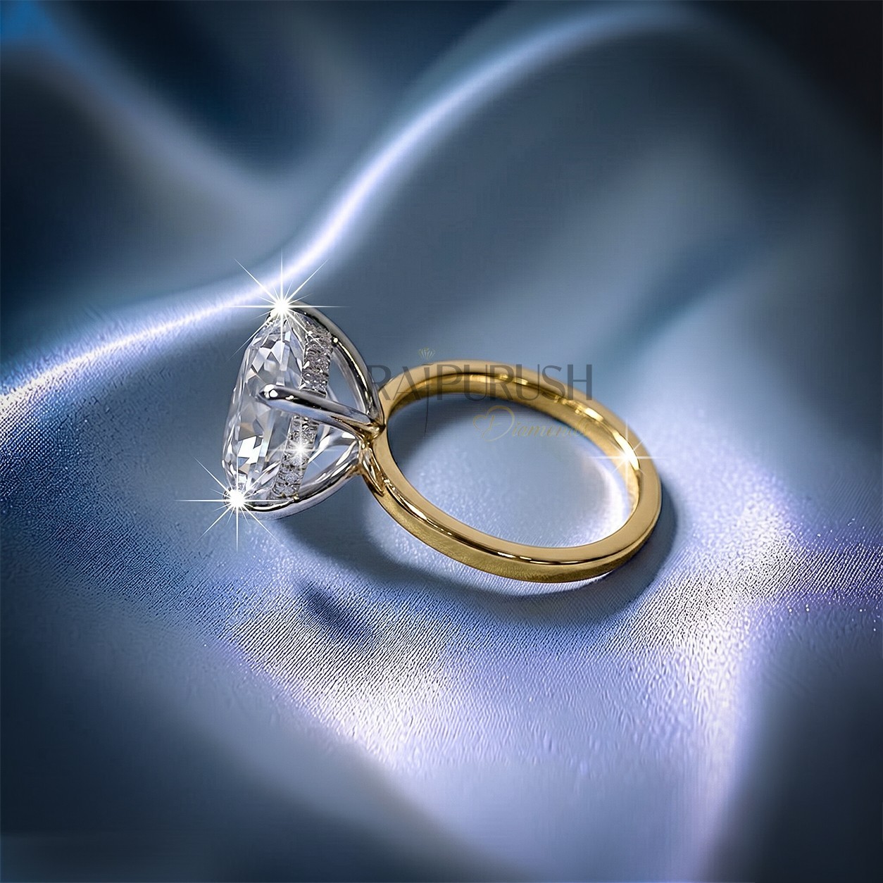 5Ct Round Moissanite Engagement Ring Hidden Halo VVS1 14K Gold Plated Silver