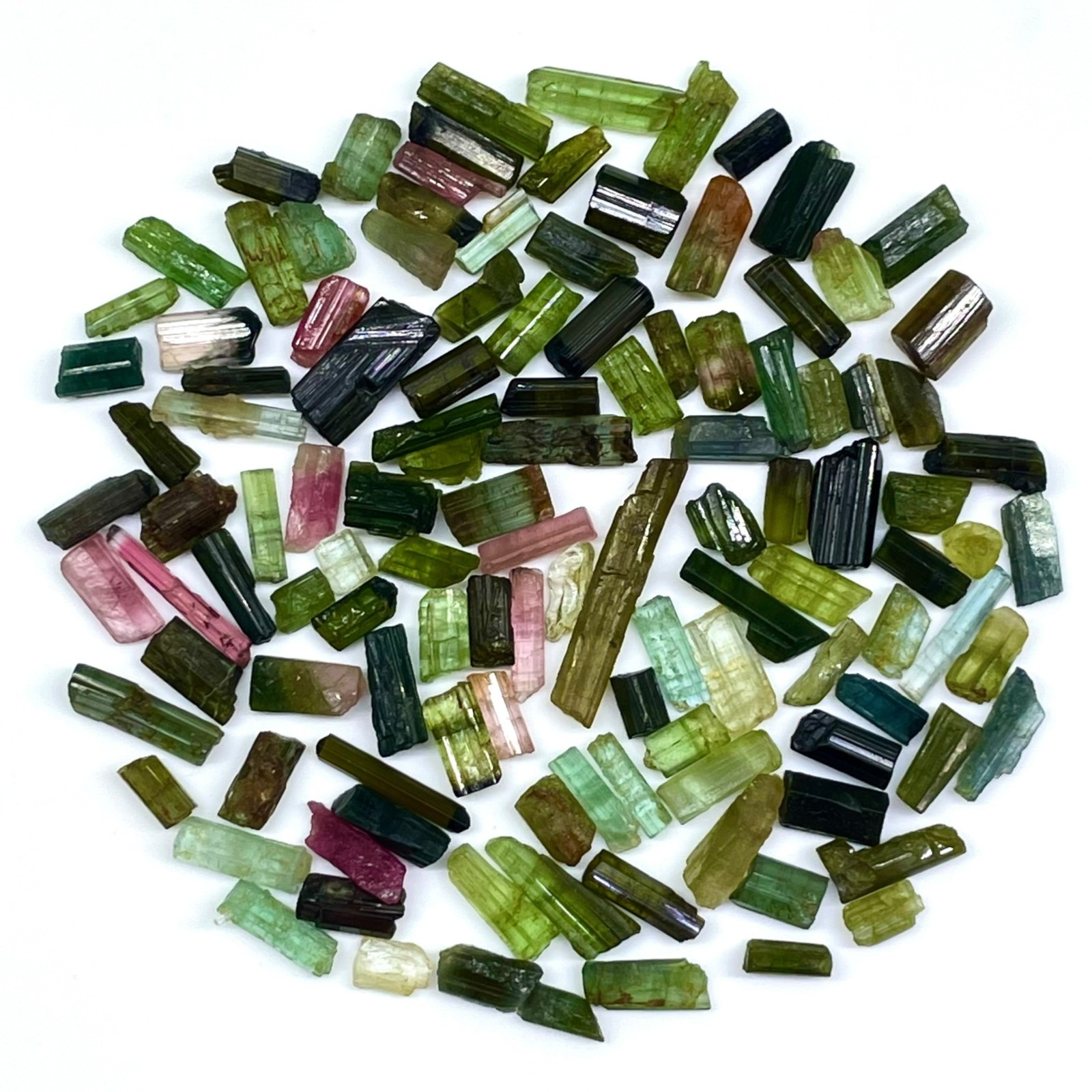 120 Pcs Natural Tourmaline 5-21mm Multi Color Rough Stick Loose Gemstones Lot