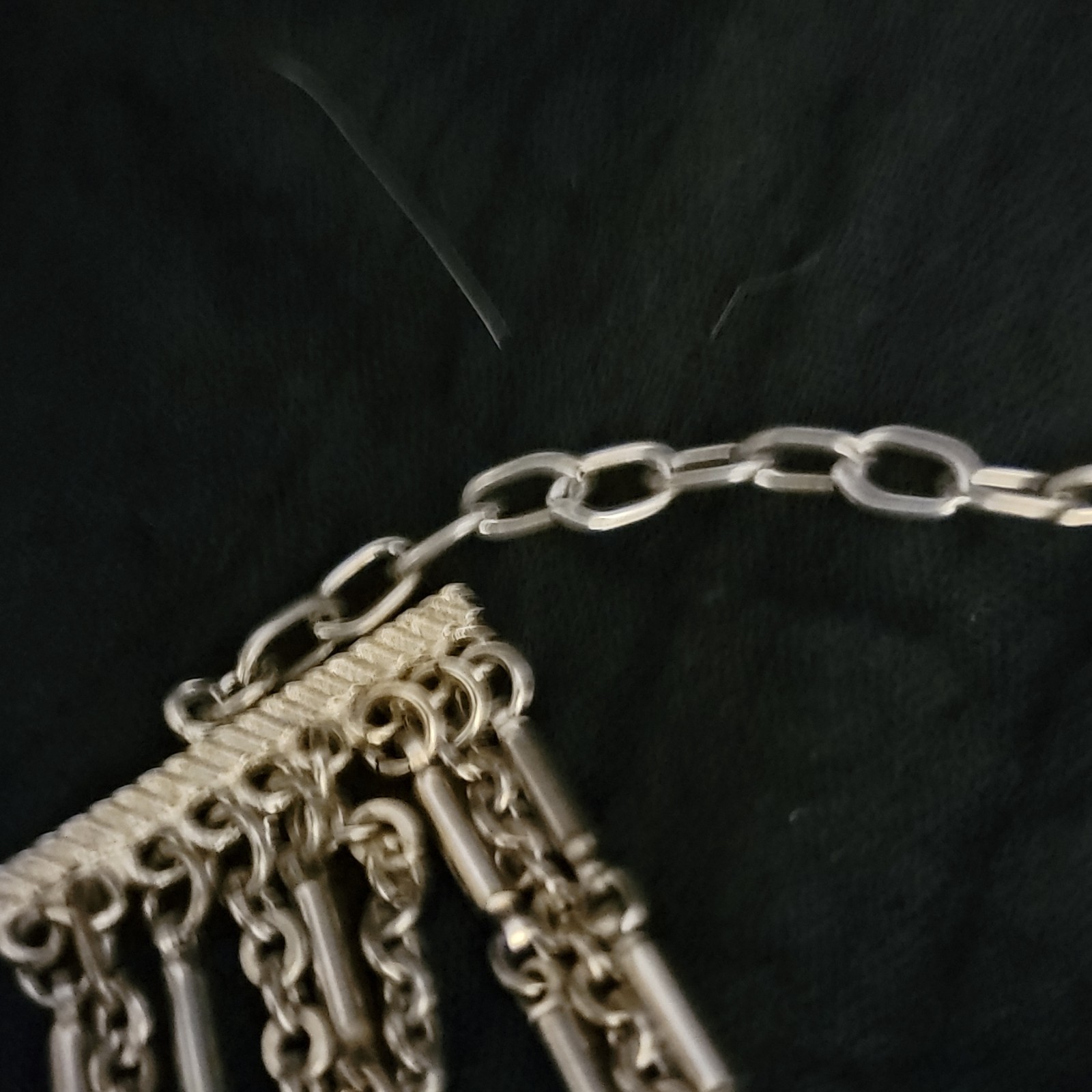 Silver Tone Multi-Strand Layered Cable Chain Statement Necklace Hook Clasp