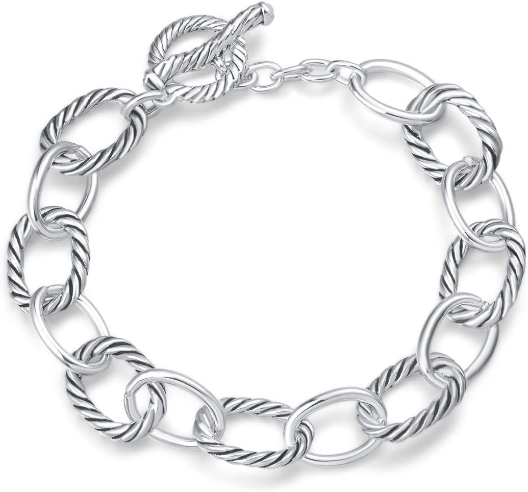 Twisted Cable Wire Link Chain Bracelet Two Tone Designer Brand Inspired Women Je