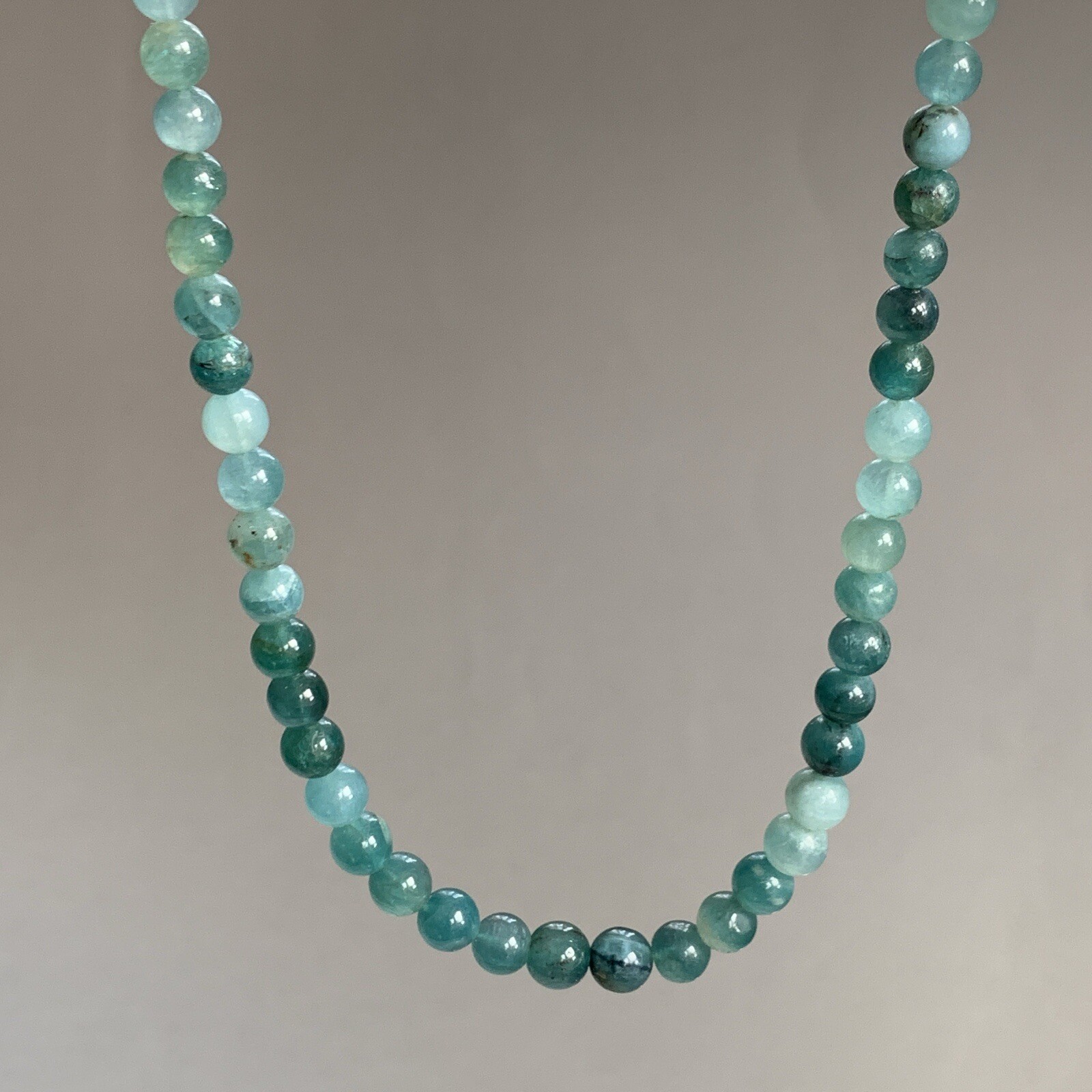 Grandidierite Bead Necklace 14ct Gold Clasp 18” 46cm 585 14K Rare Gemstone