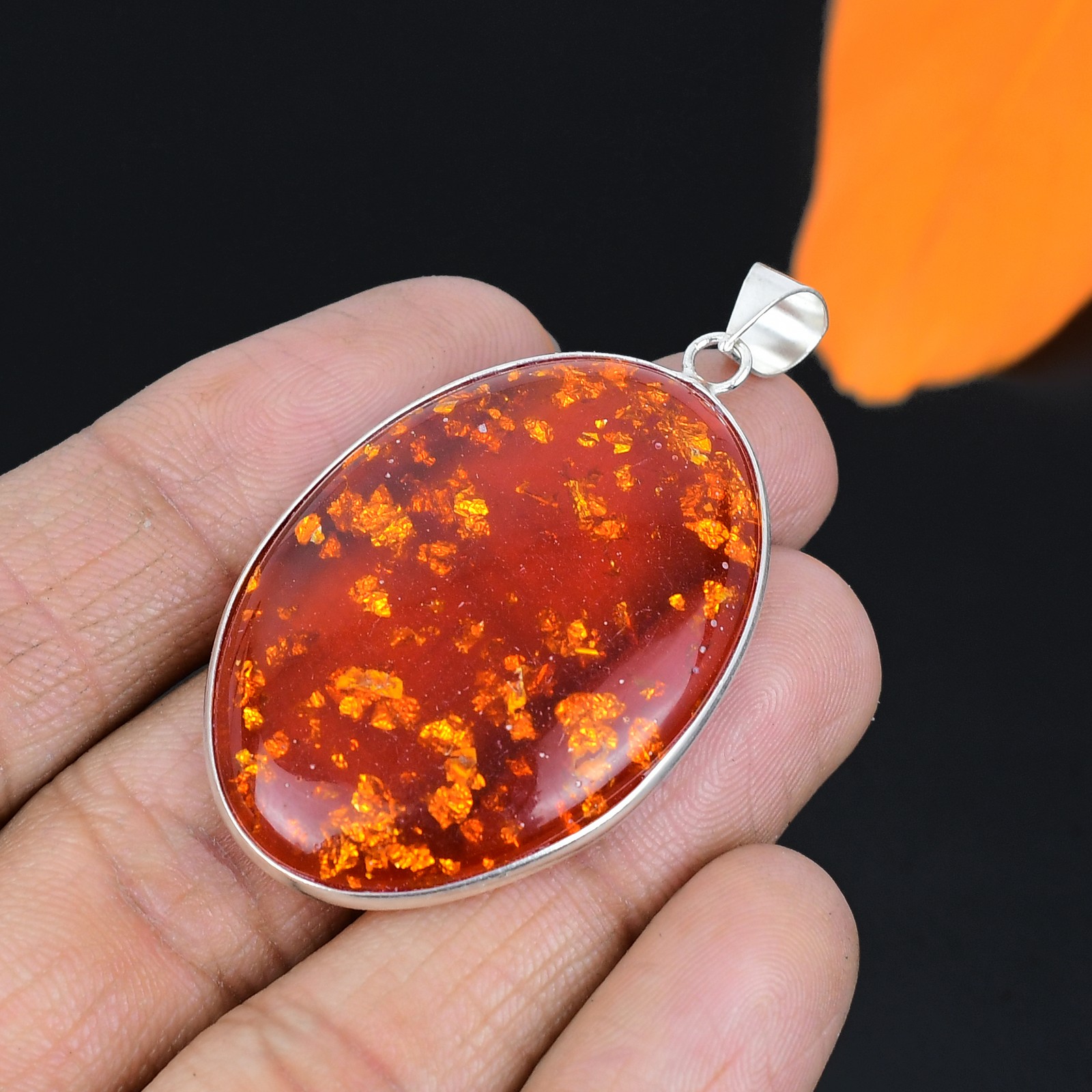 Baltic Amber Gemstone Handmade 925 Sterling Silver Jewelry Pendant Gifts