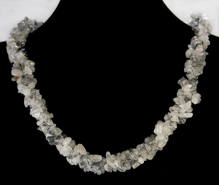 4x8mm Natural Rutilated Nugget Necklace 20″
