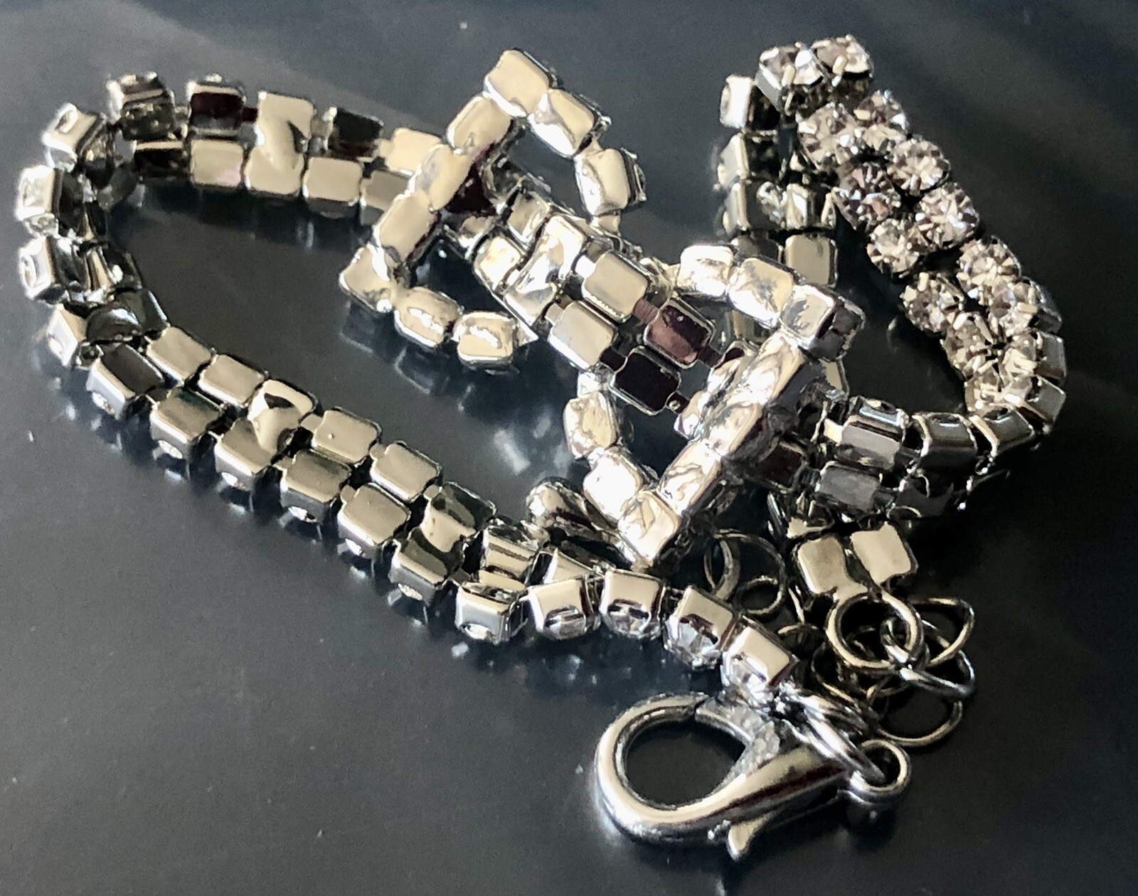Beautiful Clear Rhinestone Bow Bracelet – Adjust To 8” – Special Occasion