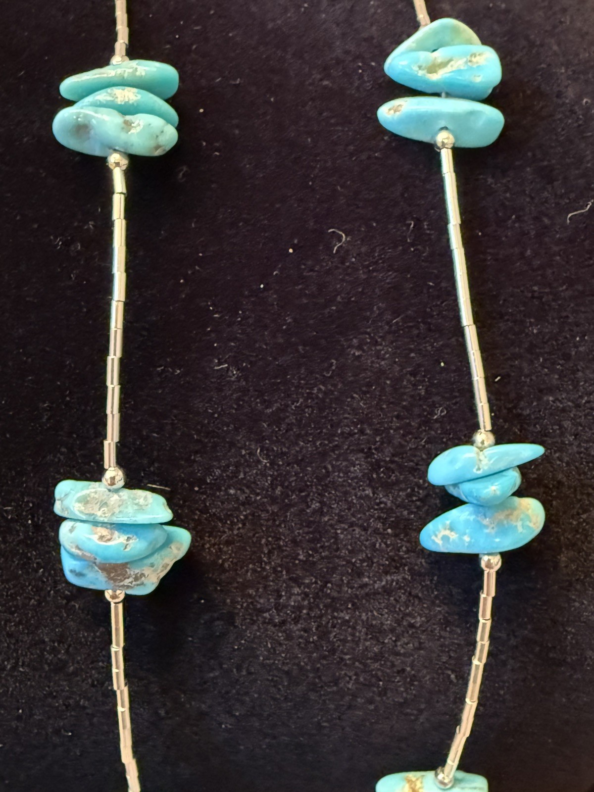 Liquid Sterling Silver 925 TURQUOISE NUGGET BEADED Shoulder Duster 5in Earrings