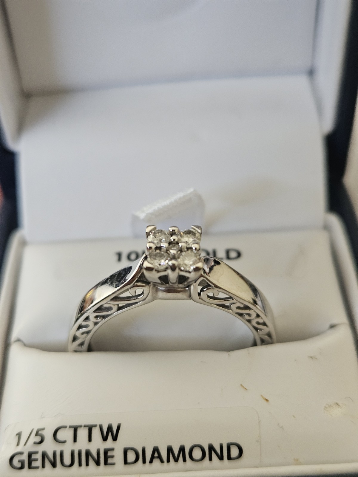 KEEPSAKE WHITE GOLD & 0.2 CARAT DIAMOND ENGAGEMET RING SIZE 8.25