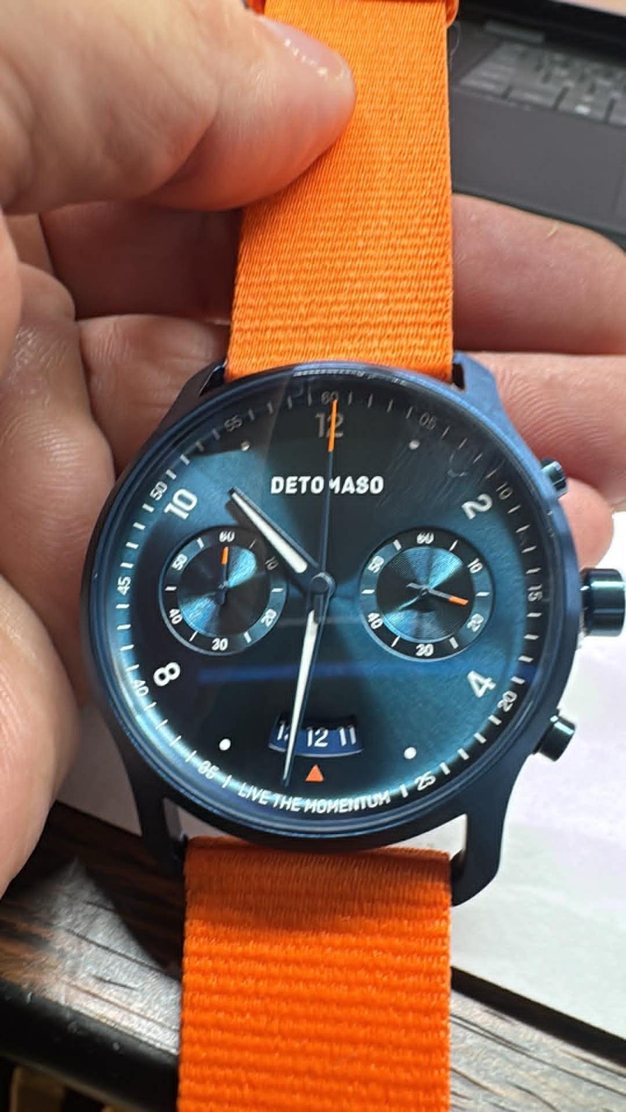 New 42MM Metallic Blue Case Detomaso Chronograph D02-51 G2405 watch (A50)