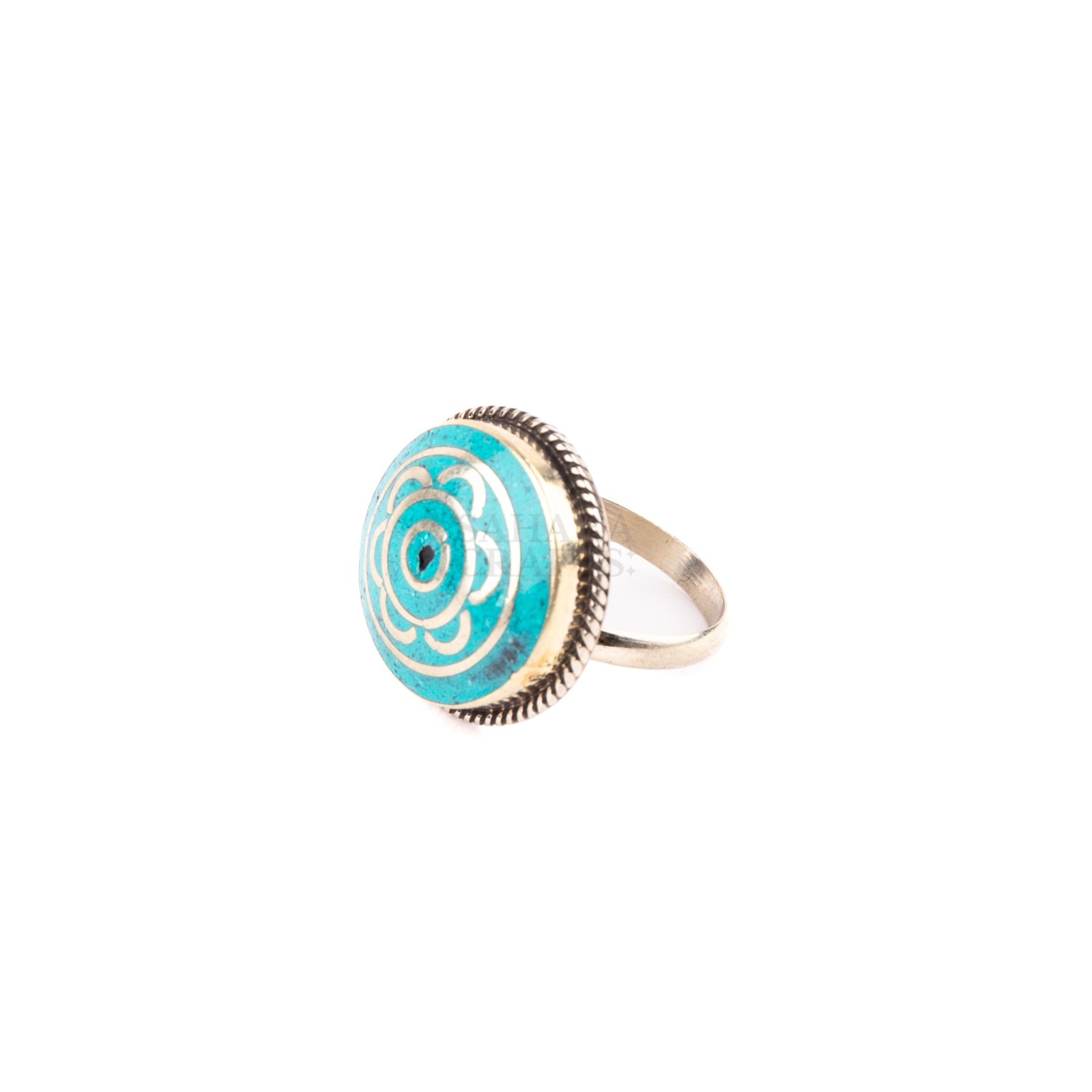 Tibetan Ring, Turquoise Stone, Handmade Nepali Jewelry, Artisan Ethnic Ring