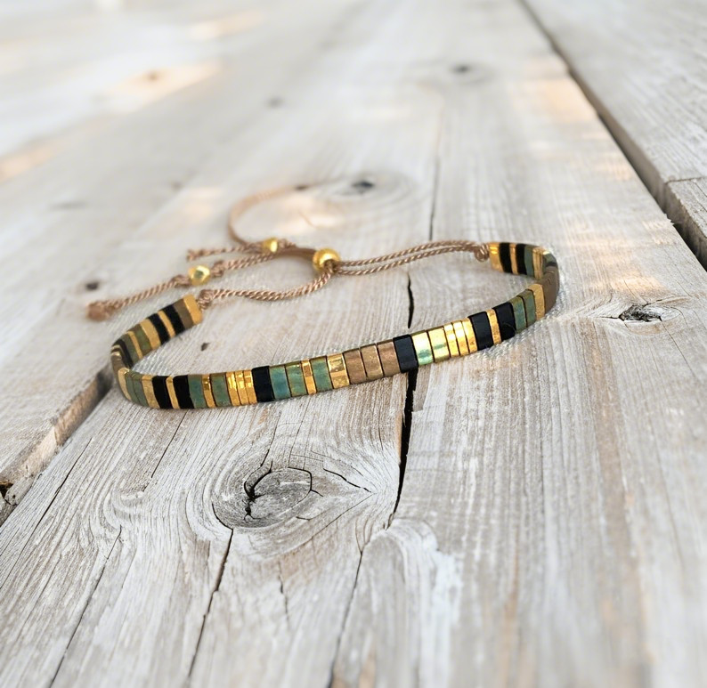 Dainty Tila Flat Beaded Braided Healing Handwoven Silk Cord Stacking Bracelet