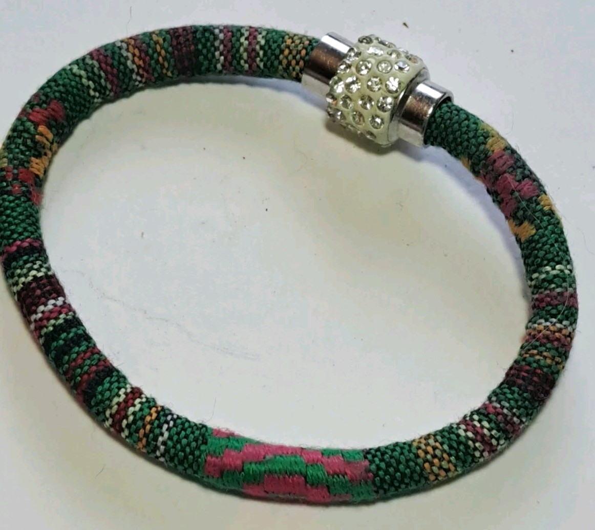 Vtg Peruvian Rope Bracelet Bangle Boho Spiritual Ethnic Tribal Artisan Magnetic