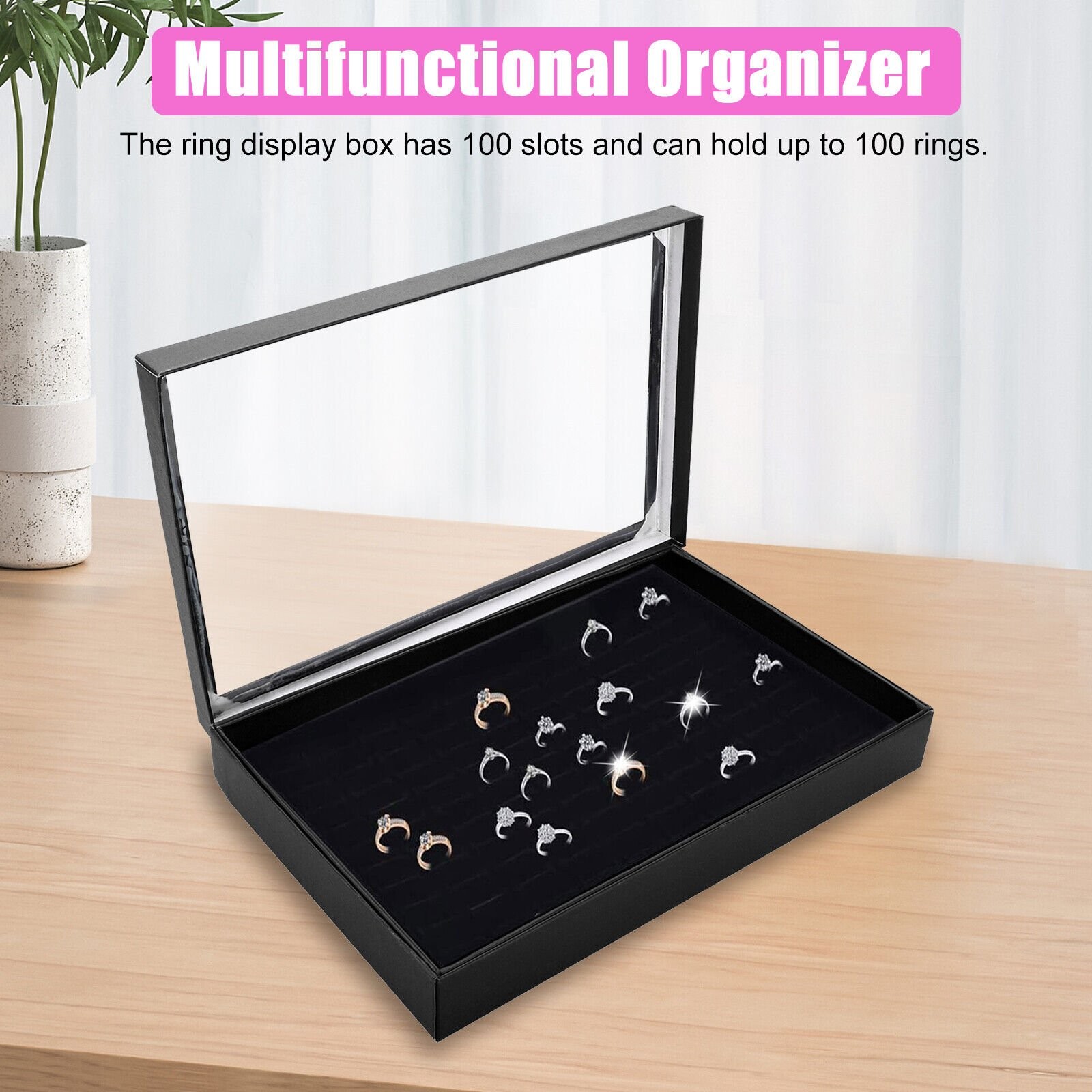 2× Jewelry Ring Display Organizer Tray Holder Earrings Storage Case 100 Slots US