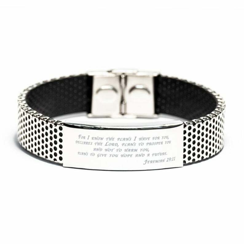 Bible Verse Stainless Steel Bracelet Jeremiah 29:11 For I Know The Plans I Have