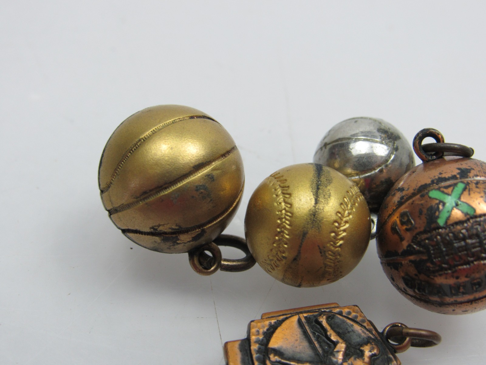 1935 Basketball Champions Charm Pendant Lot X Baseball 1930s Medals Antique Vtg