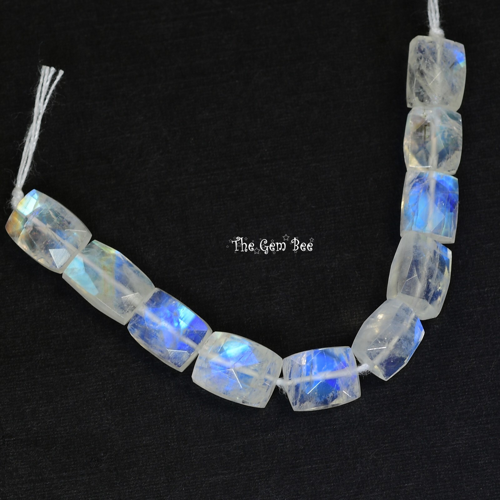 Rainbow Moonstone Faceted Tapered Rectangular Kite Center-Drilled Bead 3″