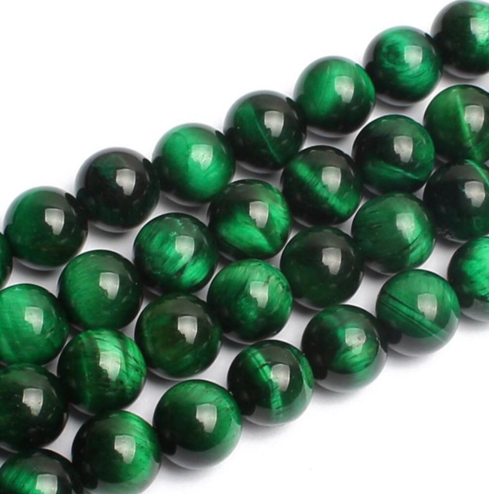 AAA Natural Dyed Green Tiger ‘s Eye Round beads 8mm Per Strand 15 Inches Size