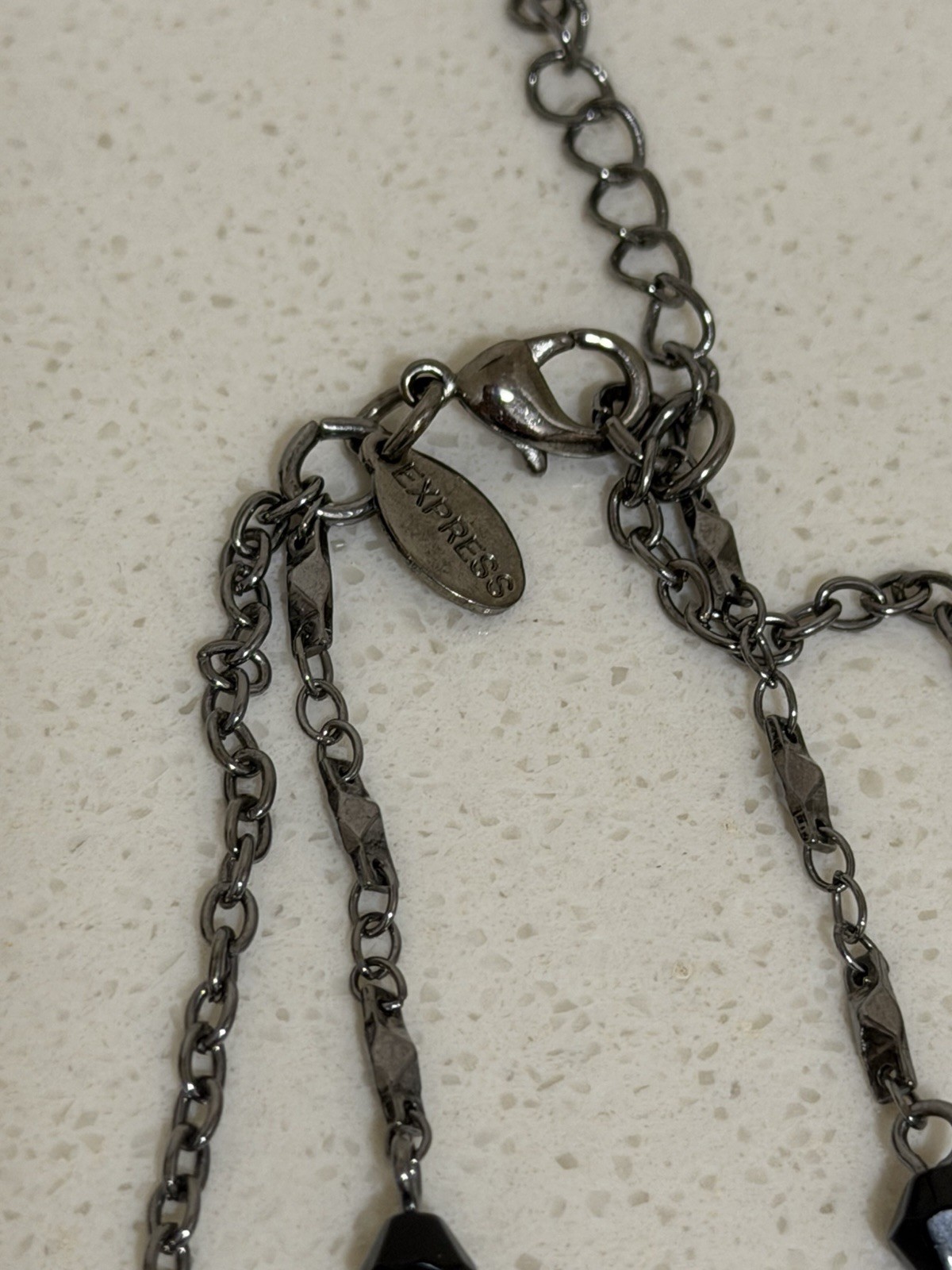 Ann Taylor Black Layered Beaded Multi-Strand Cable Chain Necklace Signed