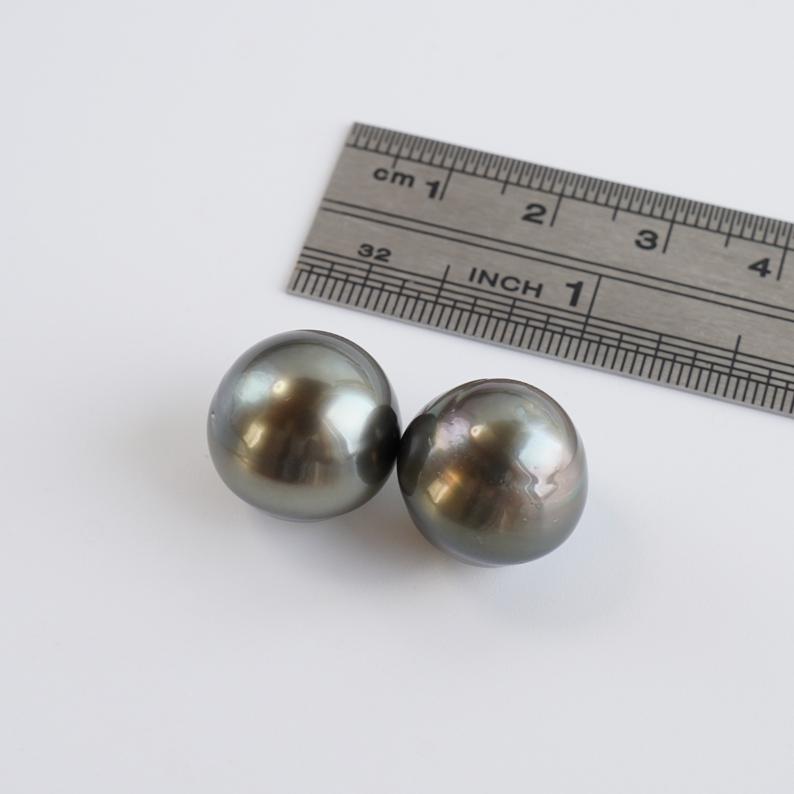Big 15.1-15.3mm Gray-Green Tahitian Cultured Loose Pearl Undrilled , High Luster