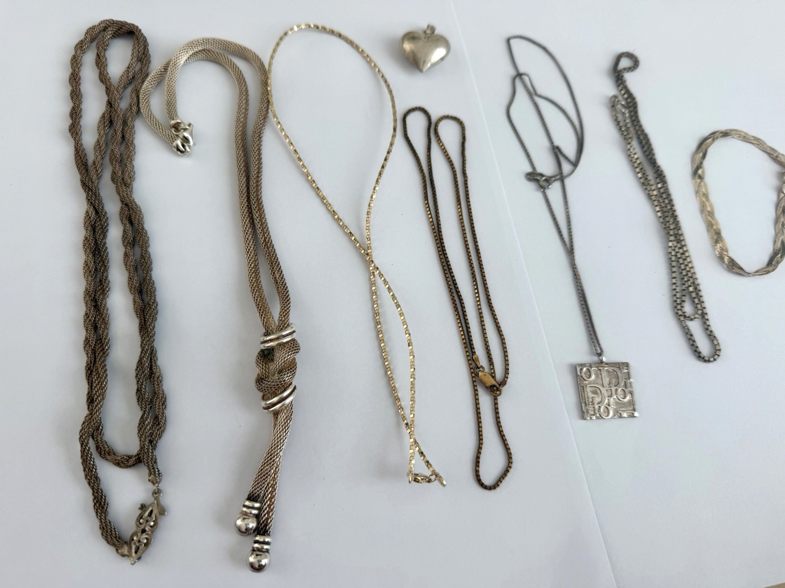 Substantial Vintage 925 Sterling Silver Jewelry Lot 8pcs 114g Necklaces Bracelet