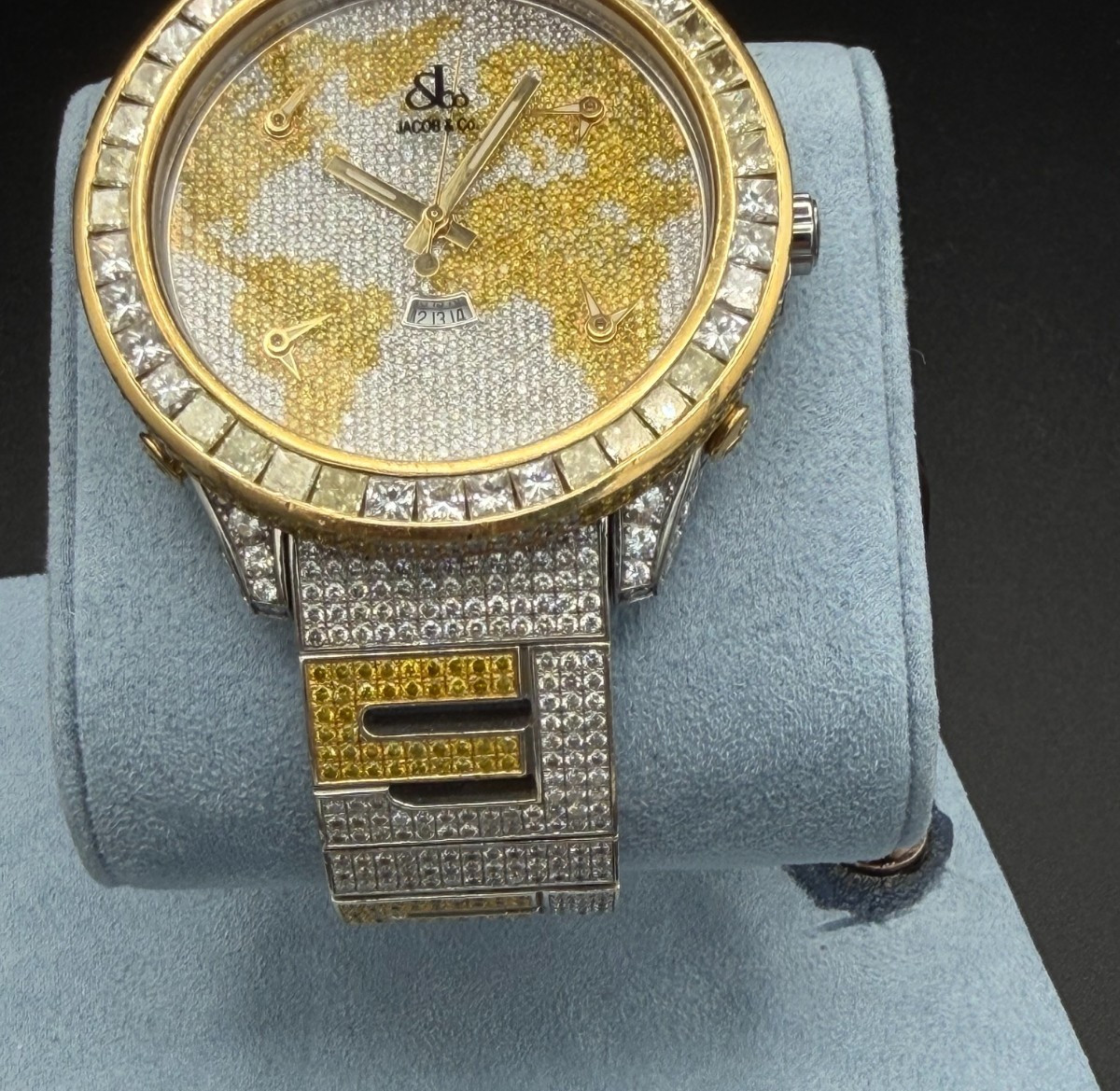 Jacob and Co 5 Time Zone The World Is Yours in Paved Diamonds