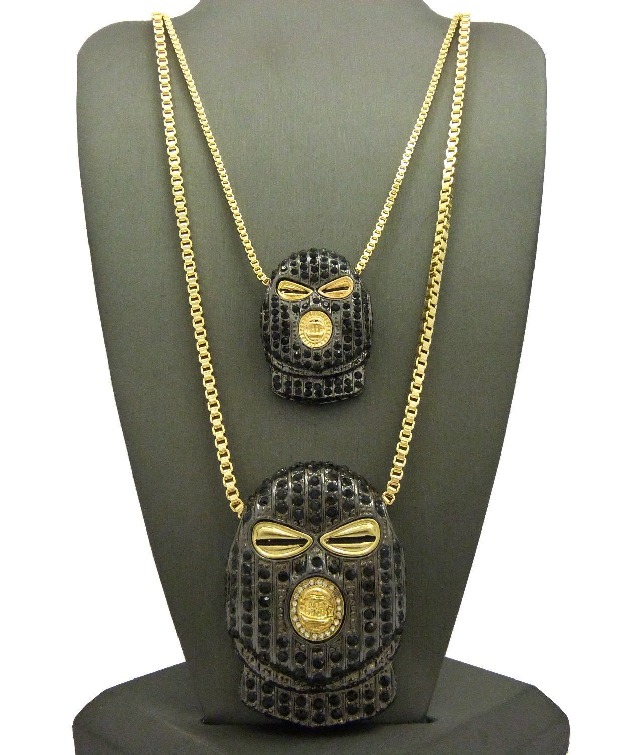 NEW GOON MASK DOUBLE PENDANT &BOX CHAINS HIP HOP NECKLACE SET – RC1984G