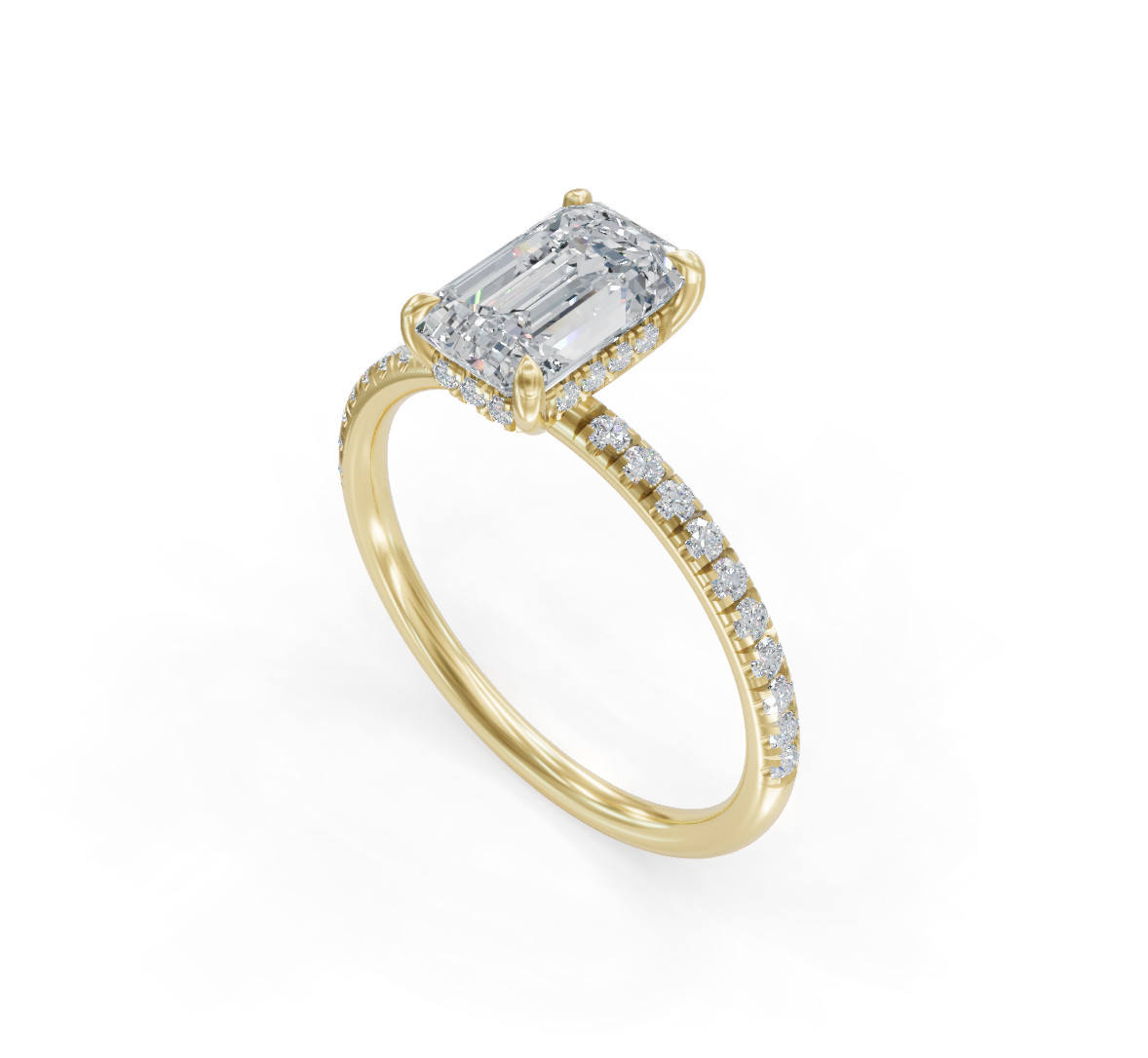 2.50ctw Lab Grown Diamonds Emerald With Round On 14KT Rose Gold Engagement Ring