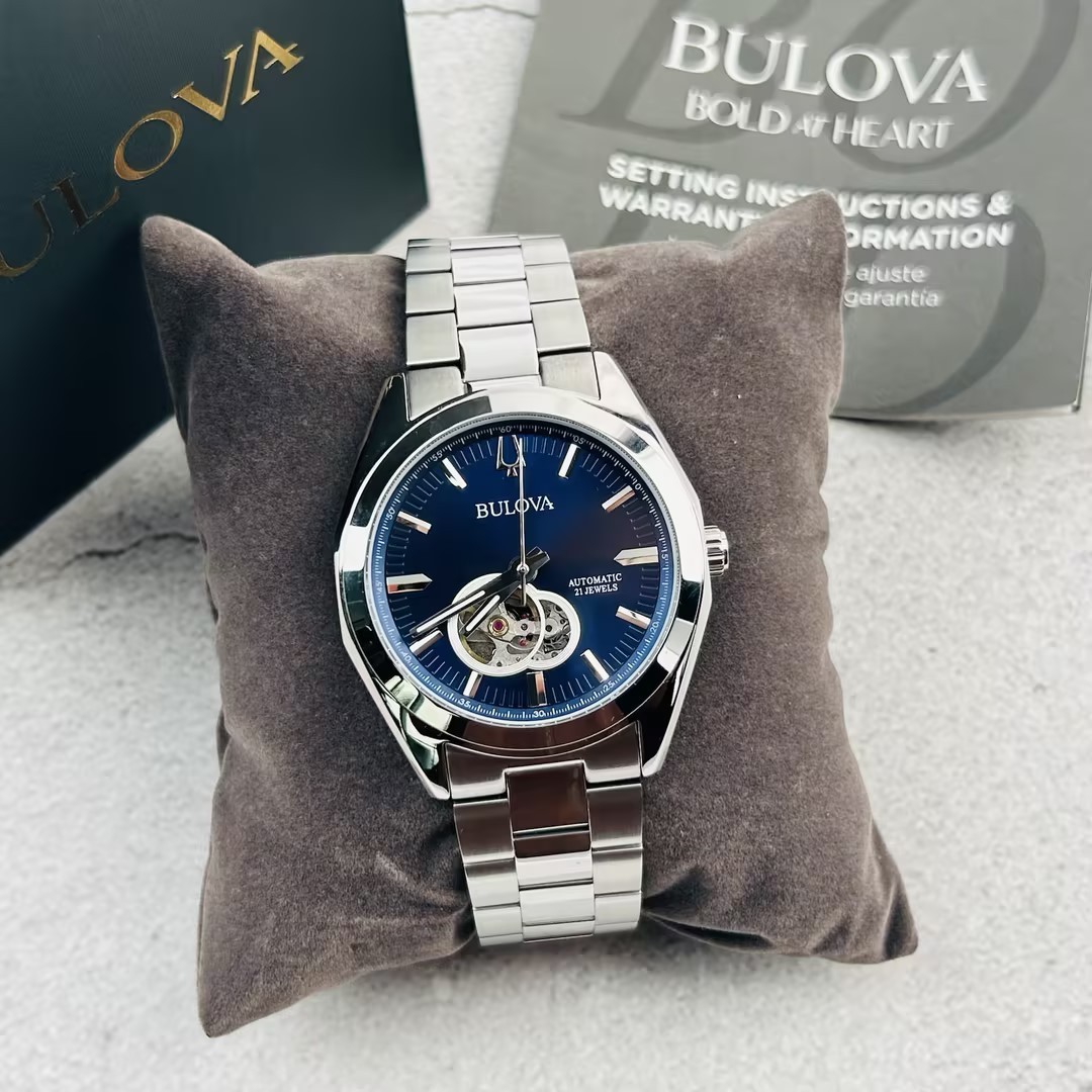 Bulova 96A275 Surveyor Men’s Blue Dial Stainless Steel Strap Automatic Watch