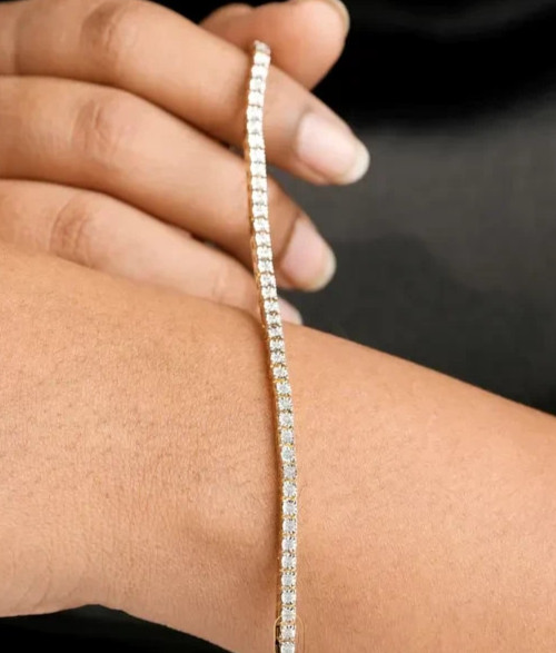 Wedding Festival sale ! Round Natural Diamond Tennis Bracelet 14k Yellow Gold