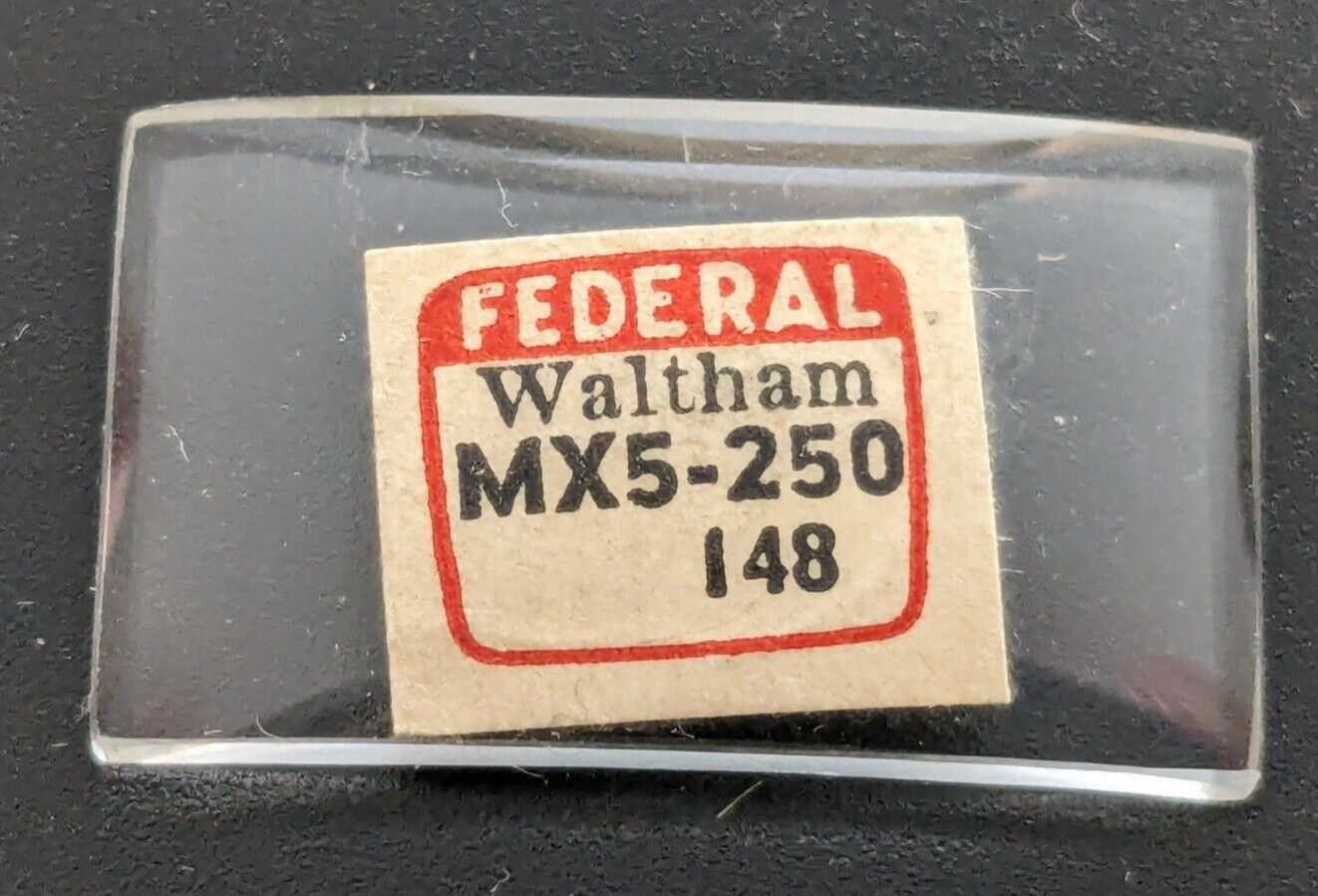 NOS Federal Mineral / Glass Rectangle Watch Crystal Waltham MX5-250 25.0×14.8 MM