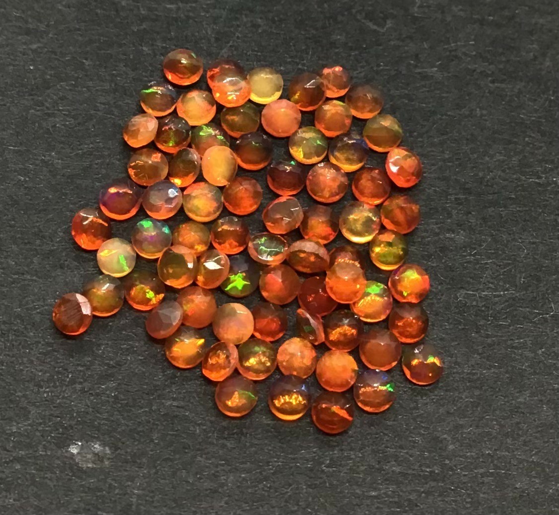 AAA Natural Ethiopian Orange Fire Opal Round Cut Loose Gemstone For All Jewelry