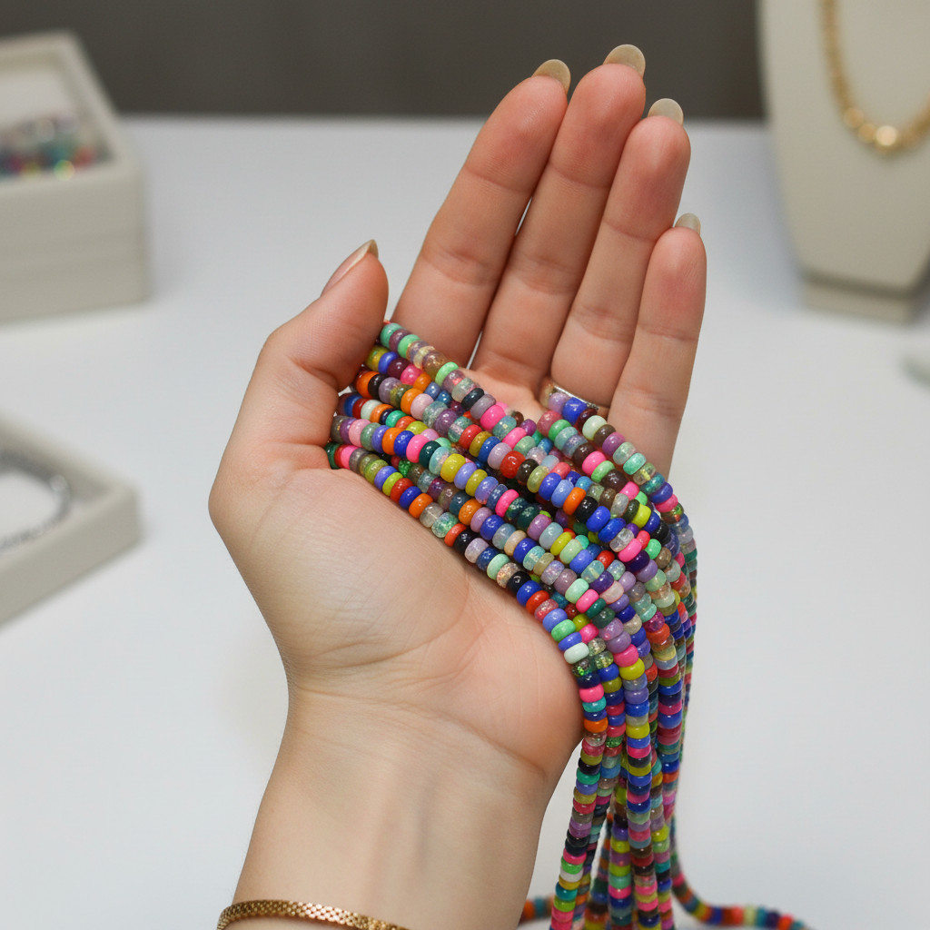 Multi Color Opal Beads Strand 4-5mm Rondelle Gemstone 16 Inch Jewelry Making