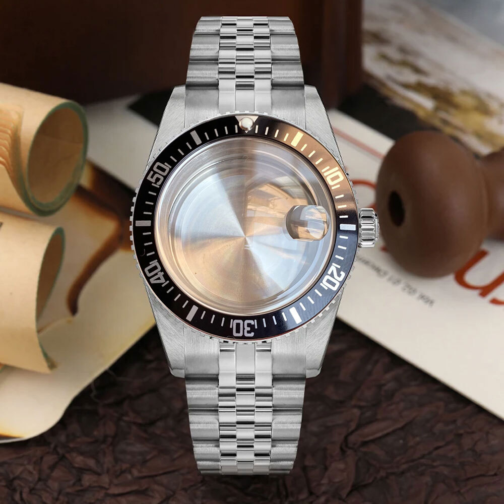 38mm Stainless Steel Brushed 200M Diver Watch Case Fit NH34 GMT NH35 Sapphire