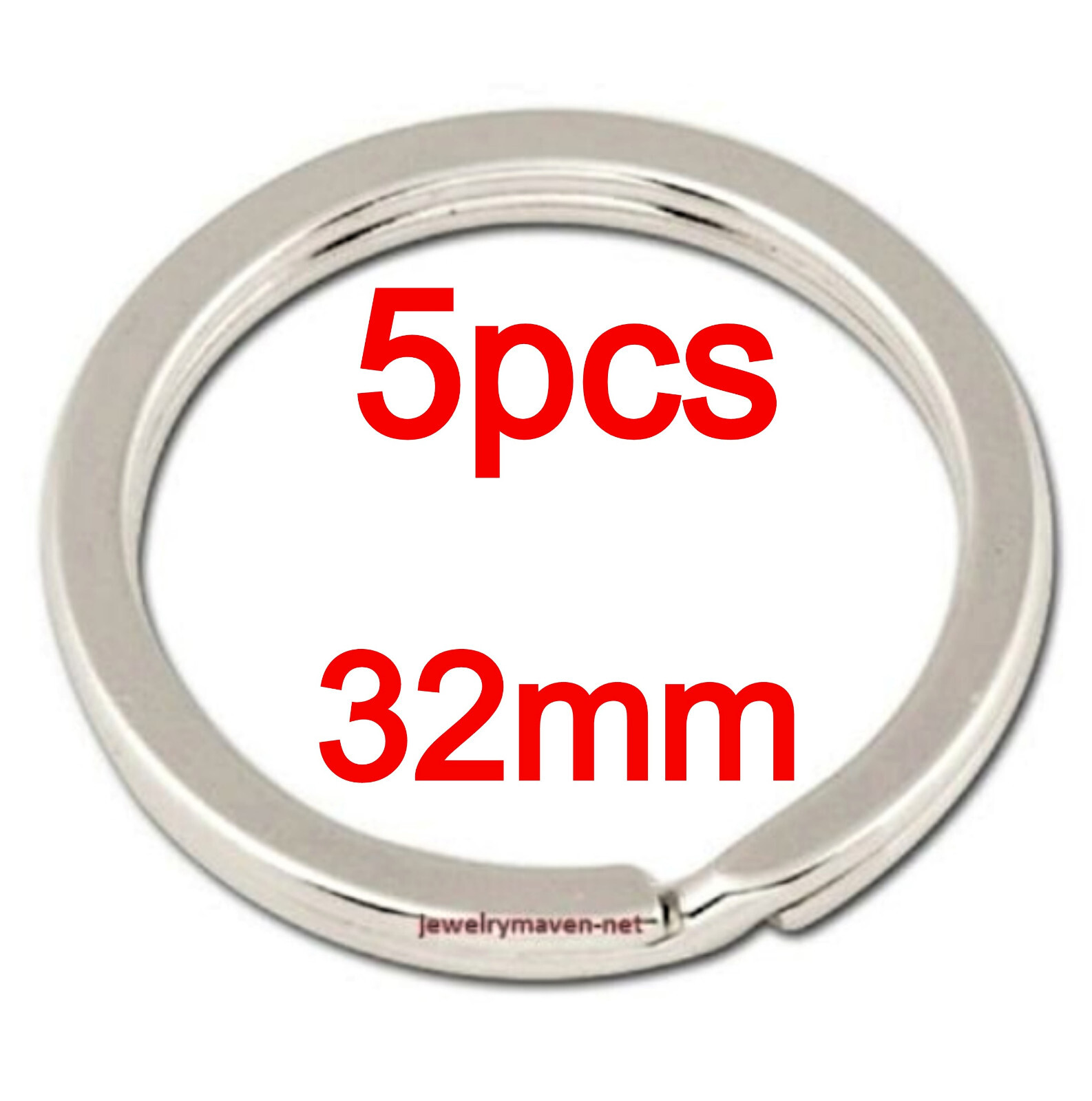 (5) 32mm LARGE 925 STERLING SILVER FLAT Split Ring KEYCHAIN KEY RING CHAIN ITALY