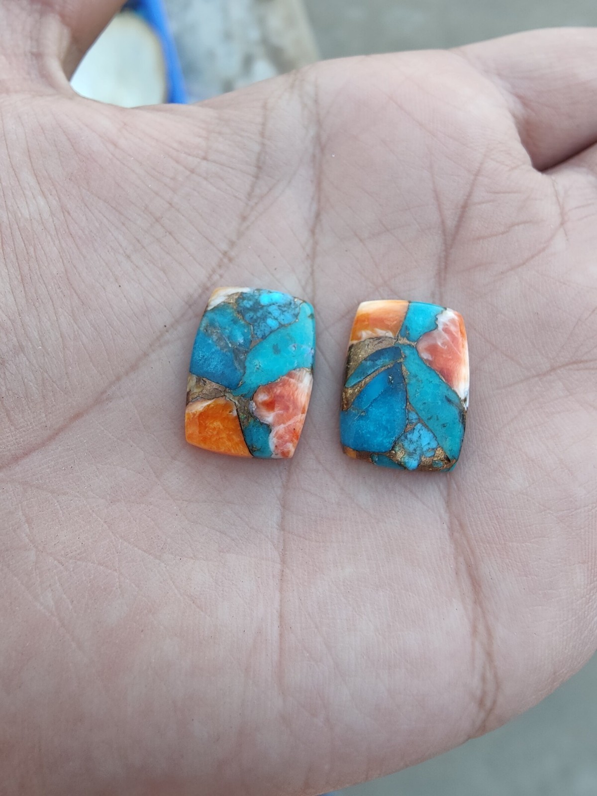 Natural Oyster Copper Turquoise Rectangle Cabochon 6x8mm to 20x25mm Gemstone