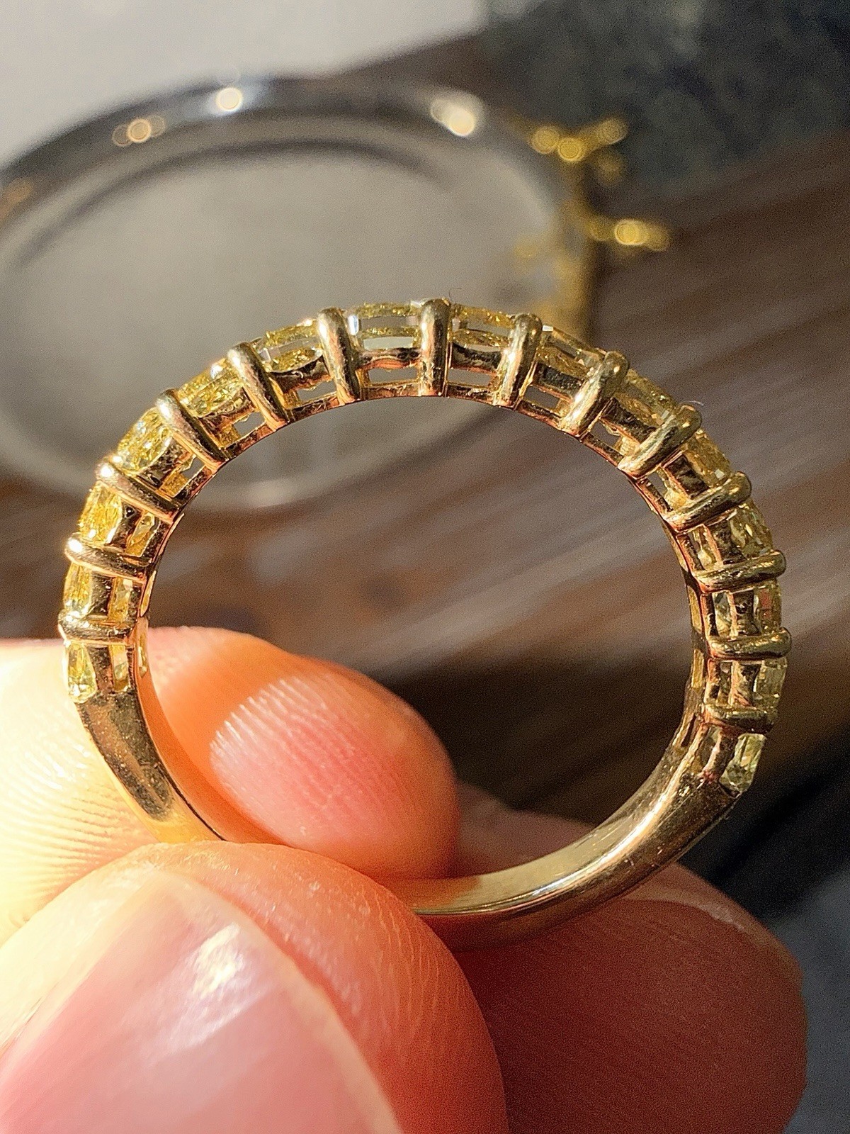 18K Fancy Intense Yellow Diamond Wedding Band. 2.24Cts. Sz 9