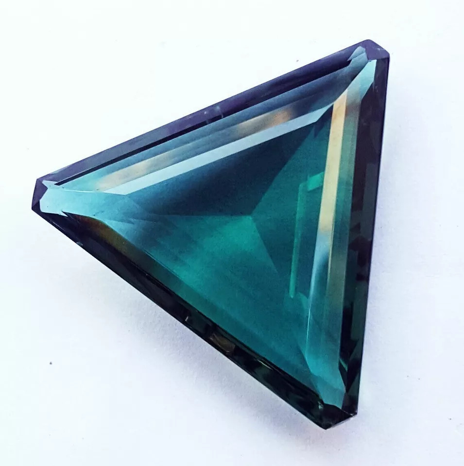 109.33 Ct Natural Brazilian Trillion Cut Green Topaz Loose Gemstone Certified