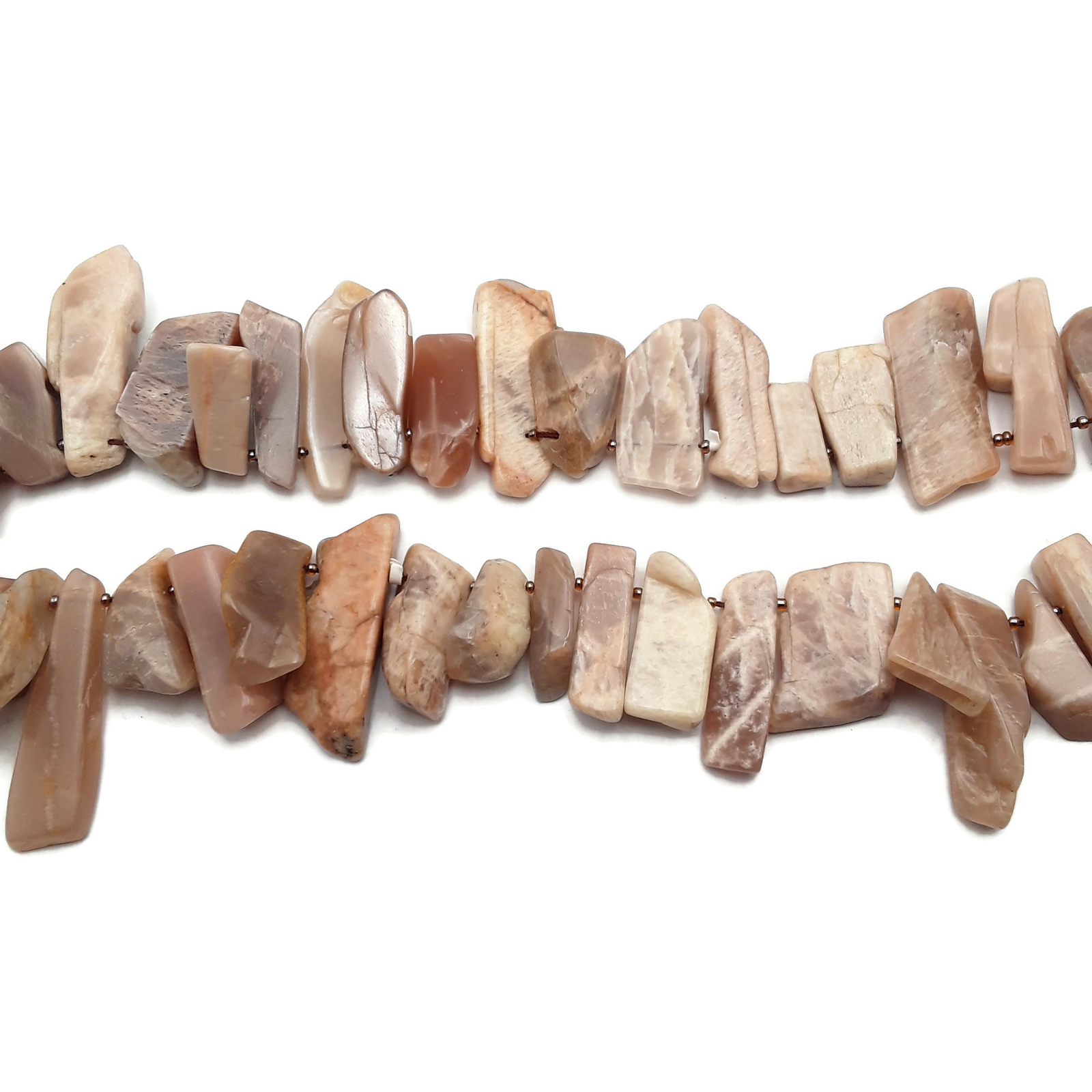 Peach Moonstone Irregular Slice Nugget Points Approx 20-30mm 15.5″ Strand